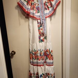 Vibrant Floral Maxi Dress with Ruffle Detail